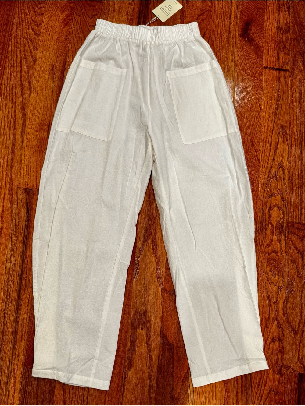 NWT Cupshe Seaside Escape White Elastic-Waist Wide Leg Pants Patch Pockets - Picture 5 of 9